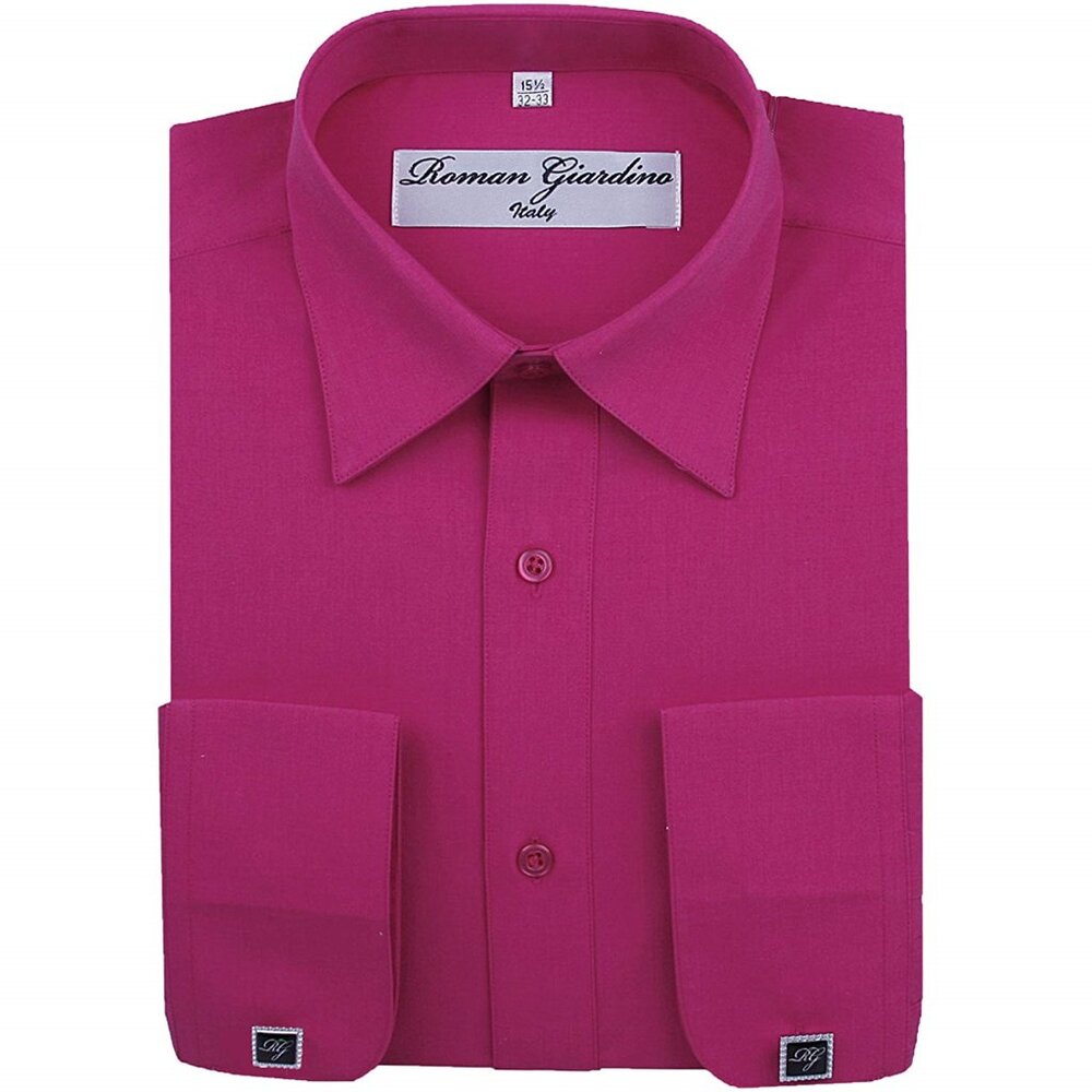 Men's Dress Shirts Convertible Long Sleeve Botton Down Collar - VeryBerry